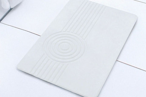 Engraved Stone Quick-dry Bath & Shower Mat | Side Circle White