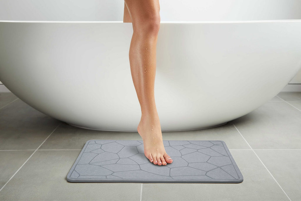 Engraved Geometric Pattern Quick-dry Stone Shower Mat | Dark Grey ...