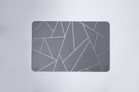 Quick-dry Stone Shower & Bath Mat | Grey Pink Geometric