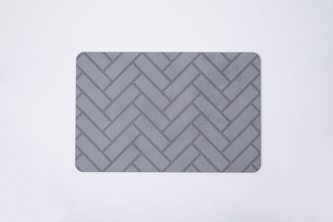 Quick-dry Stone Shower & Bath Mat | Grey Parquet Tile