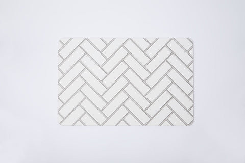 Quick-dry Stone Shower & Bath Mat | White Parquet