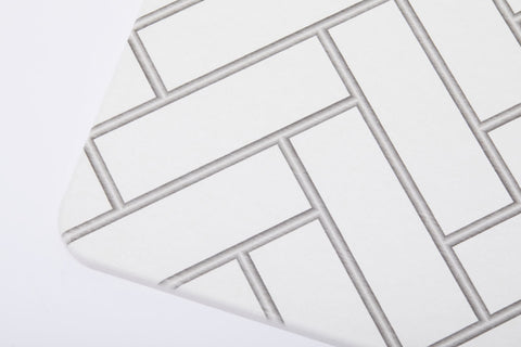 Quick-dry Stone Shower & Bath Mat | White Parquet