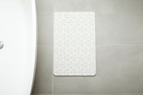 Quick-dry Stone Shower & Bath Mat | White/Light Grey