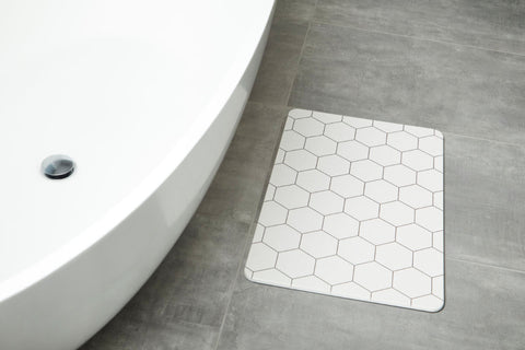 Natural Step | Quick-dry Stone Bath Mat | White Honeycomb Shower Mat