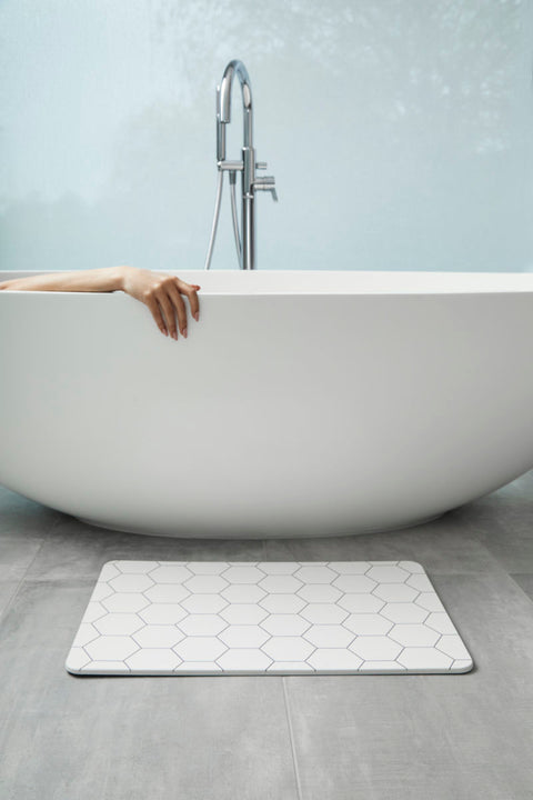 12 Piece Bath Mat Floor Towel White Cotton Blend Bathroom Shower