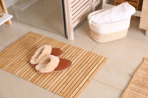 Natural Bamboo Wood Bath Mat, Wooden Door Mat