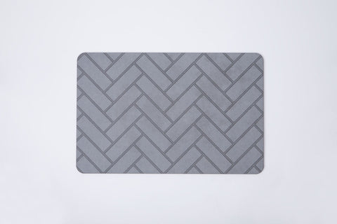 Natural Step | Quick-dry Stone Shower Mat | Grey Parquet Tile