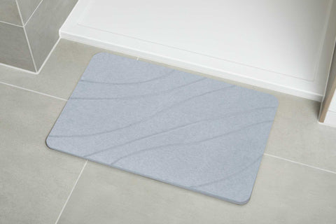 Engraved Line Pattern Quick-dry Stone Shower Mat | Light Grey