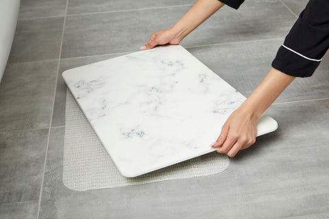 Natural Step | Quick-dry Stone Bath Mat | White Marble Shower Mat