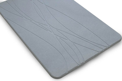 Engraved Line Pattern Quick-dry Stone Shower Mat | Dark Grey