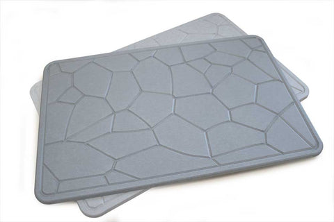 Engraved Geometric Pattern Quick-dry Stone Shower Mat | Dark Grey